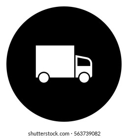 Truck icon - Flat design, glyph style icon - White enclosed in a circle