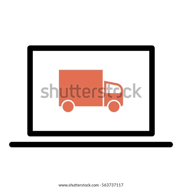 Truck icon - Flat design, glyph style icon -\
Colored enclosed in a\
computer