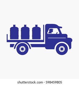 Truck Icon. Flat Isolated Bottle Graphic Vector Symbol Blue 