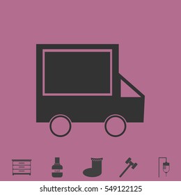 Truck icon flat. Simple vector grey pictogram and bonus symbol