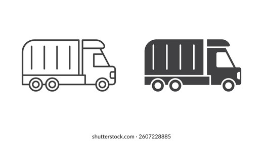 Truck icon in flat style. Freight vector illustration on isolated background. Delivery sign business concept.