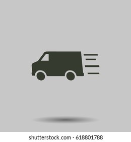 Truck icon. Flat vector illustration in black on white background.