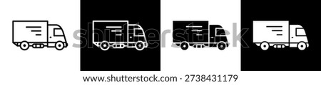 Truck Icon In Flat Version On Black And White Background