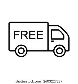 truck icon, free shipping icon, simple flat style, illustration, logo sign symbol pictogram template, for ui or ux isolated on white for mobile app, editable