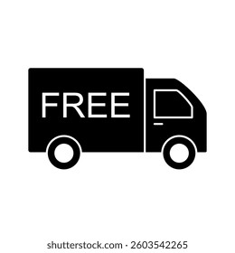 truck icon, free shipping icon, simple flat style, illustration, logo sign symbol pictogram template, for ui or ux isolated on white for mobile app, editable