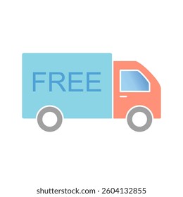 truck icon, free shipping icon, simple flat style, illustration, logo sign symbol pictogram template, for ui or ux isolated on white for mobile app, editable