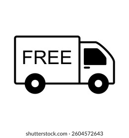truck icon, free shipping icon, simple flat style, illustration, logo sign symbol pictogram template, for ui or ux isolated on white for mobile app, editable