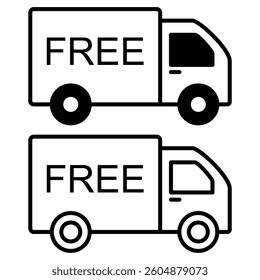 truck icon, free shipping icon, simple flat style, illustration, logo sign symbol pictogram template, for ui or ux isolated on white for mobile app, editable