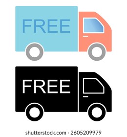 truck icon, free shipping icon, simple flat style, illustration, logo sign symbol pictogram template, for ui or ux isolated on white for mobile app, editable
