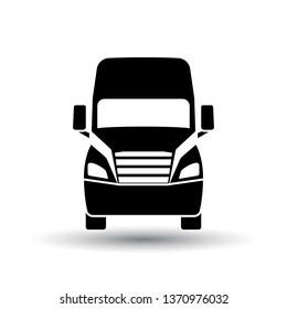 Truck Icon Front View. Black On White Background With Shadow. Vector Illustration.