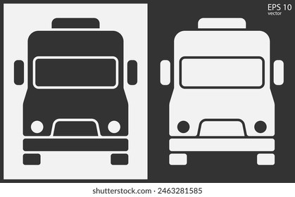 Truck icon front view. Black on White Background. Vector icon.