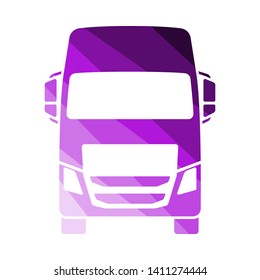 Truck Icon Front View. Flat Color Ladder Design. Vector Illustration.