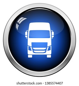Truck icon front view. Glossy Button Design. Vector Illustration.