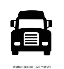 Icono De Camión En Vista Delantera. Pictograma de camión. Ilustración gráfica plana simple. Iconos de transporte de vehículos Silhouette