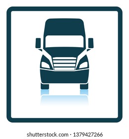 Truck icon front view. Square Shadow Reflection Design. Vector Illustration.