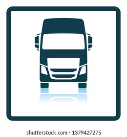 Truck icon front view. Square Shadow Reflection Design. Vector Illustration.
