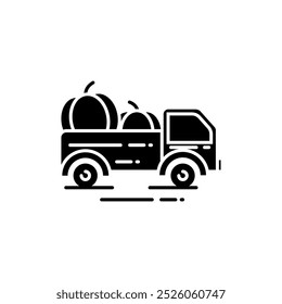 truck icon full of pumpkins. Agriculture and shipping symbols, Perfect for web design, mobile, print, etc. isolated on white background