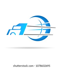 truck icon with globe