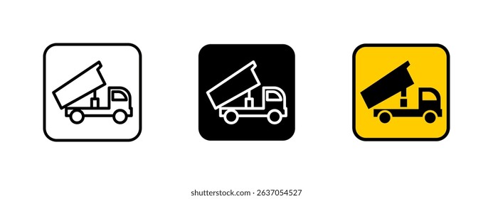 Truck icon. Heavy-duty construction vehicle used for transporting materials on building sites vector illustration. Essential equipment for industrial and engineering projects symbol.