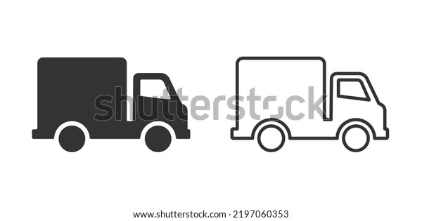 Truck icon. Truck icons in flat and line\
styles isolated. Editable stroke.\
Vector