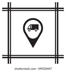 Truck   icon, isolated. Flat  design. 