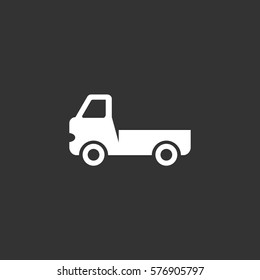Truck icon isolated on black background. Truck vector logo. Flat design style. Modern vector pictogram for web graphics - stock vector