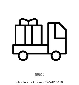 truck icon. Line Art Style Design Isolated On White Background