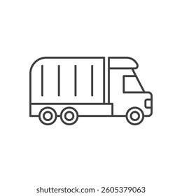 Truck icon in line stroke flat style. Freight vector illustration on isolated background. Delivery sign business concept.
