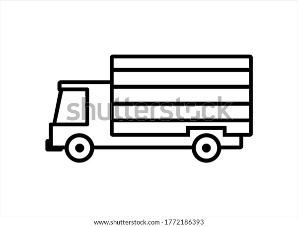 truck icon with line style, vector isolated on\
white background