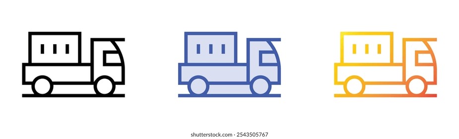 truck icon. Linear, Blue Fill and Gradient Style Design Isolated On White Background