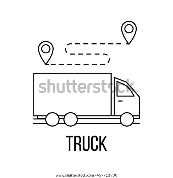 Truck\
icon or logo line art style. Vector\
Illustration.
