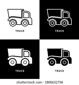Truck Icon Logo Line and Flat Solid. Vehicle Truck Construction Symbol Vector Glyph Design