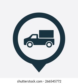 truck icon map pin on white background 