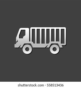 Truck icon in metallic grey color style.Freight transport logistic