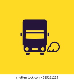 Truck Icon: Moving Van. Isolated Flat Lorry Front Silhouette On Yellow Background. For Maps, Navigation And City-oriented Apps.