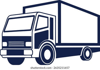 Truck icon in navy blue with minimalist design for logistics and delivery vector illustration