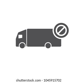 Truck icon with not allowed sign. Truck icon and block, forbidden, prohibit symbol. Vector icon