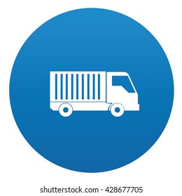 Truck icon on blue button,vector