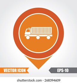  Truck Icon On Map Pointer. Eps.-10.