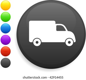 truck icon on round internet button original vector illustration 6 color versions included