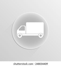 Truck icon on a white button with shadow 