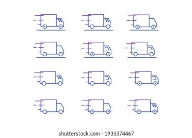 Truck icon pack in gradient color