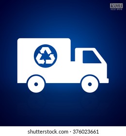 Truck icon with recycle symbol.