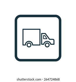 truck icon Rounded squares button, on white background 