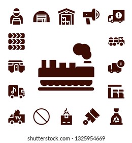 truck icon set. 17 filled truck icons.  Simple modern icons about  - Delivery man, Tires, Caravan, Cargo, Truck, Delivery, Gas station, Van, Storage, Forbbiden, Crane, Promotion