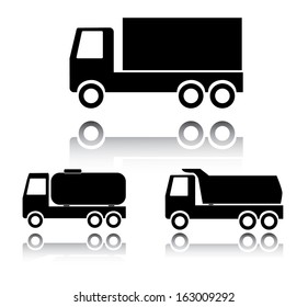 Truck icon set. Abstract easy to edit icon set with three trucks. Eps10 logistics icon collection. 