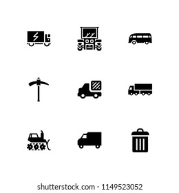 truck icon set. bulldozer, lorry and garbage vector icon for graphic design and web