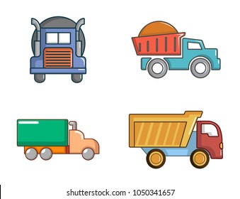 Truck icon set. Cartoon set of truck vector icons for web design isolated on white background