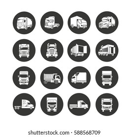truck icon set in circle buttons