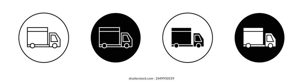 Truck icon set. courier delivery truck vector symbol. fast shipping and distribution service lorry sign.